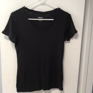 Workshop Plain Black V Neck TShirt Size Small